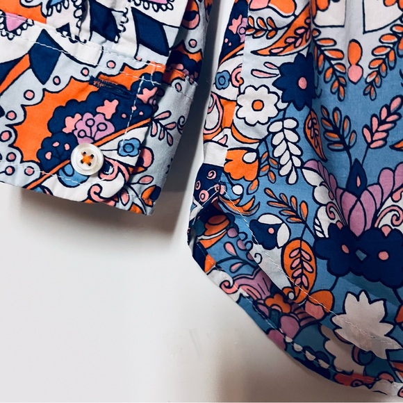 Talbots Button Down Blouse Womens Plus SZ 2XP Colorful Paisley Flip Cuff Retro - Picture 9 of 9
